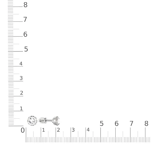 Серьги-пусеты из белого золота с 2 фианитами