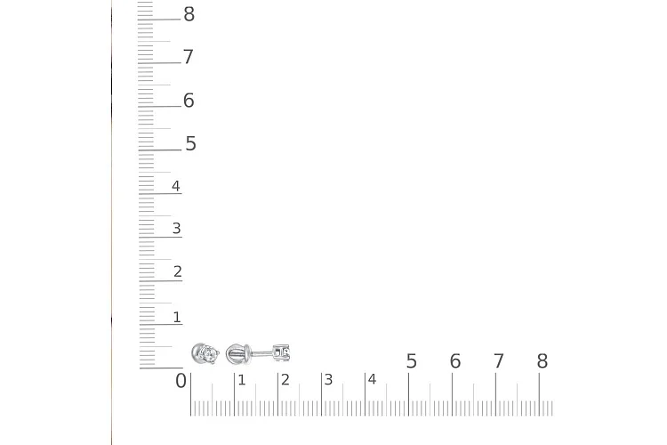 Серьги-пусеты из белого золота с 2 бриллиантами