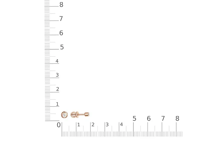 Серьги-пусеты из красного золота с 2 бриллиантами