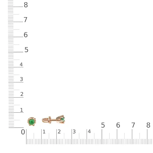 Серьги-пусеты из красного золота с 2 изумрудами