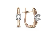 Серьги из красного золота с 2 бриллиантами