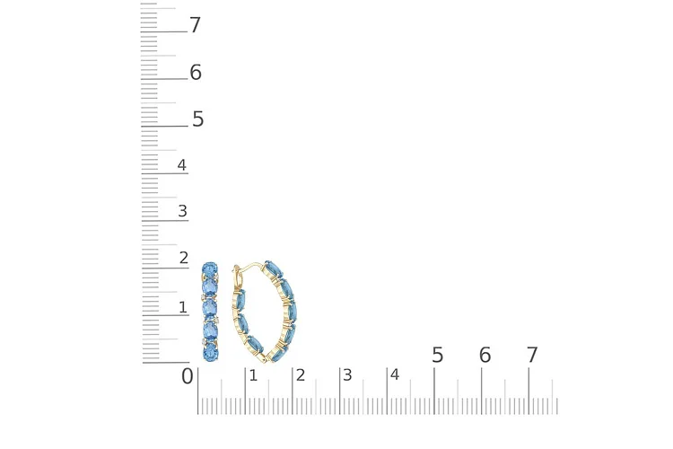 Серьги из жёлтого золота с 16 топазами swiss и 8 фианитами