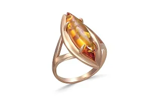 Кольцо из красного золота с янтарём