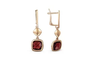 Серьги из красного золота с 2 гранатами