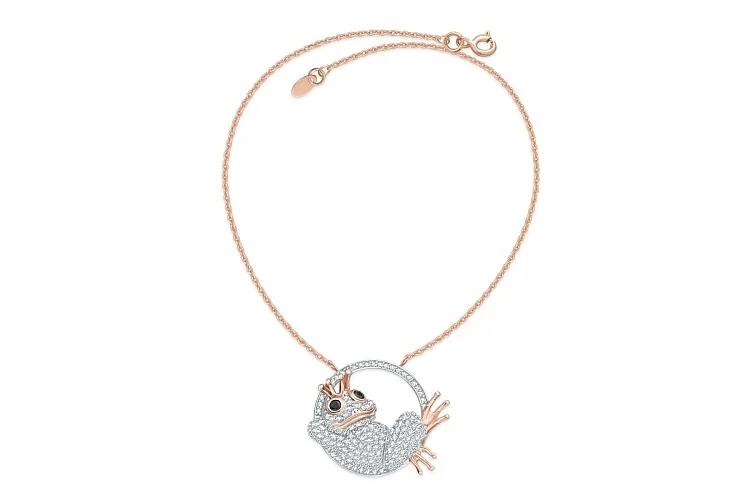 Колье Лягушка из красного золота с 156 фианитами