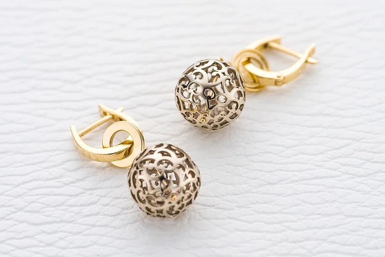 Основа серёг-трансформеров Шары из жёлтого золота без вставок