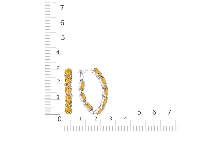 Серьги из белого золота с 24 цитринами