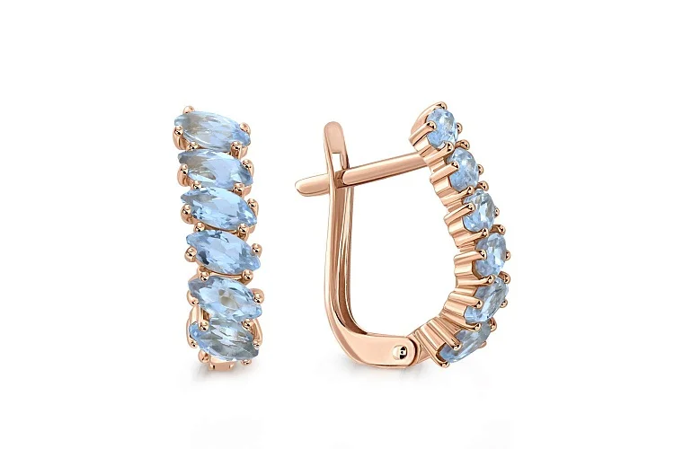 Серьги Дорожки из красного золота с 12 топазами sky