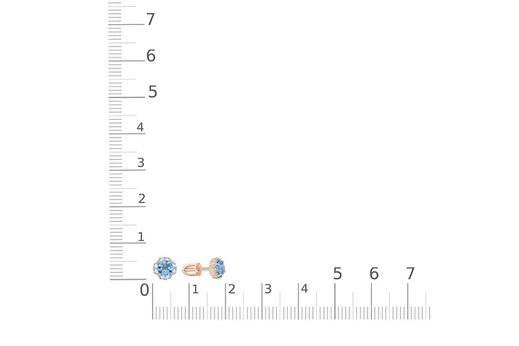 Серьги-пусеты из красного золота с 2 топазами swiss и 16 фианитами