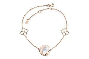 Колье Клевер из красного золота с перламутром и 2 фианитами