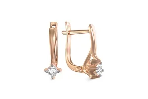 Серьги из красного золота с 2 фианитами