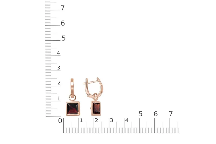 Серьги-трансформеры из красного золота с 2 гранатами