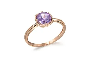 Кольцо из красного золота с аметистом