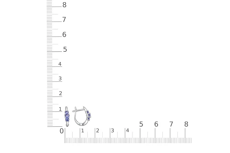 Серьги из белого золота с 6 фианитами