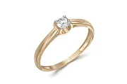 Кольцо из жёлтого золота с фианитом