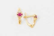 Серьги из жёлтого золота с 2 рубинами и 12 бриллиантами