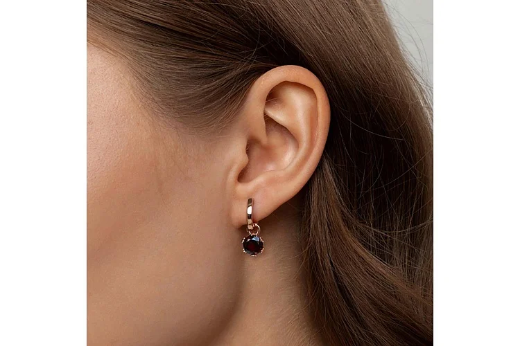 Подвеска серёг-трансформеров из красного золота с гранатом