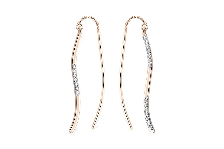 Серьги из красного золота с 21 фианитами