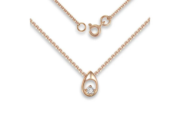 Колье Капля из красного золота с бриллиантом