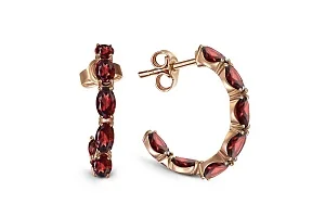 Серьги-пусеты из красного золота с 14 гранатами