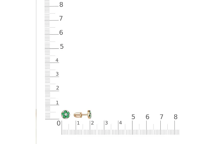Серьги-пусеты из красного золота с 22 фианитами