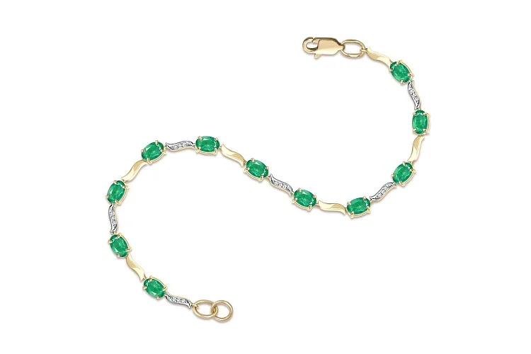 Браслет из жёлтого золота с 10 изумрудами и 15 бриллиантами