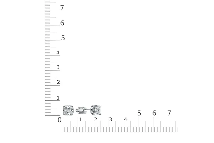 Серьги-пусеты из белого золота с 2 бриллиантами