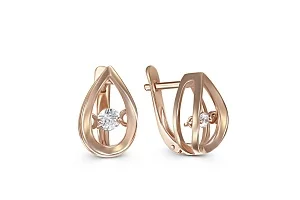 Серьги из красного золота с 2 фианитами