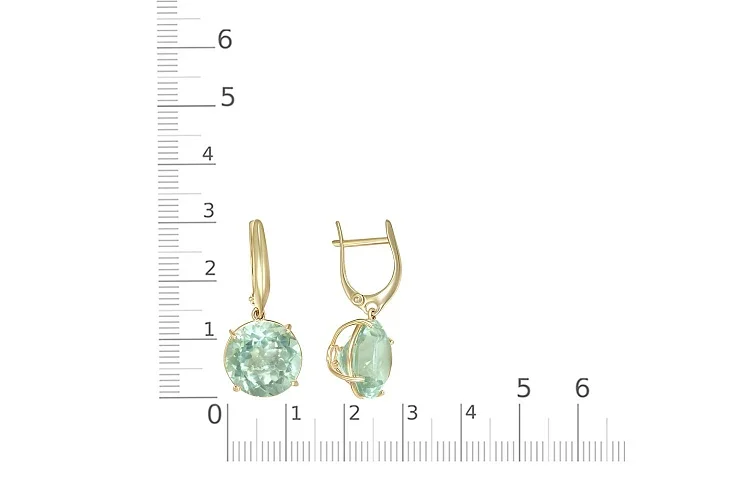 Серьги из жёлтого золота с 2 аметистами