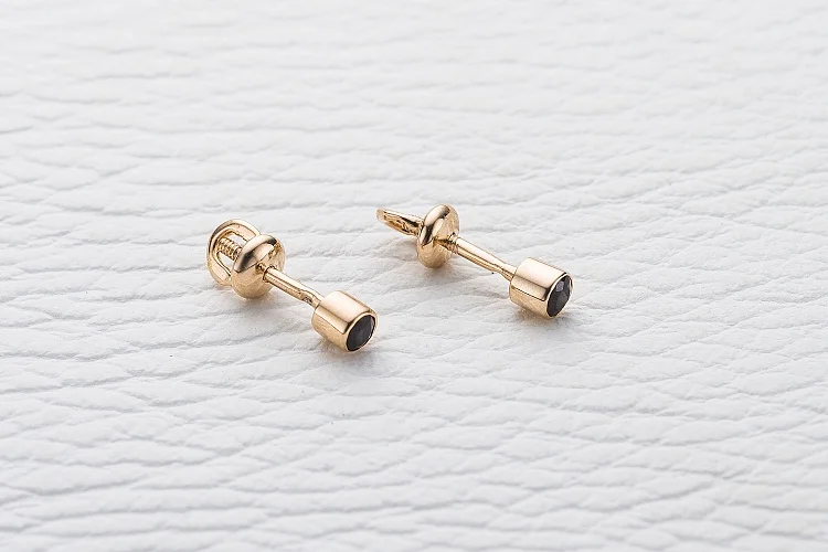 Серьги-пусеты из красного золота с 2 гранатами