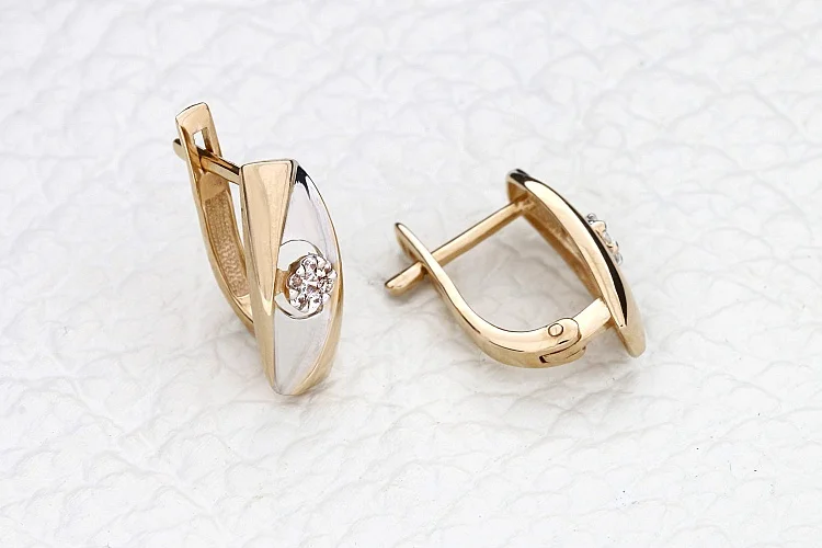 Серьги Малинки из красного золота с 14 фианитами