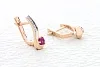 Серьги из красного золота с 2 корундами и 10 бриллиантами