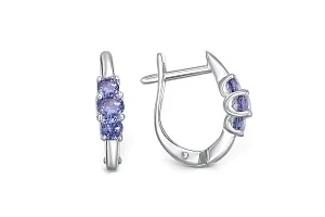 Серьги из белого золота с 6 фианитами