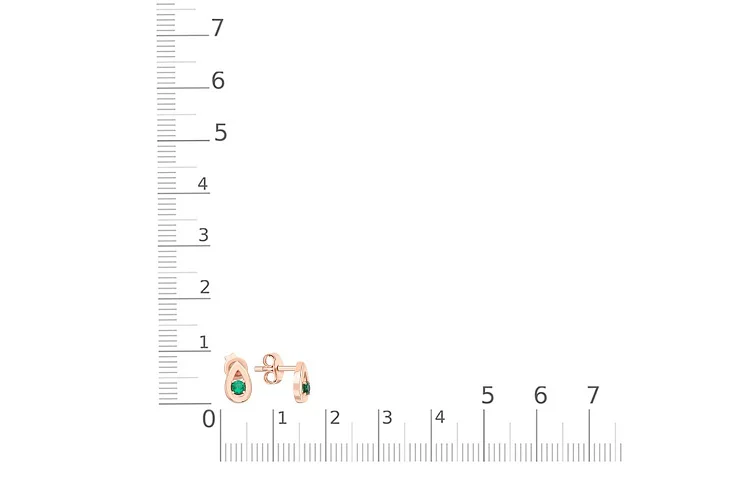 Серьги-пусеты из красного золота с 2 изумрудами