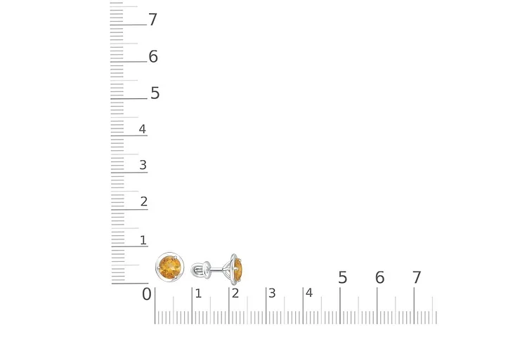 Серьги-пусеты из белого золота с 2 цитринами
