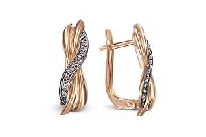 Серьги из красного золота с 22 фианитами