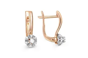 Серьги Цветы из красного золота с 2 бриллиантами