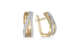 Серьги из жёлтого золота с 58 фианитами