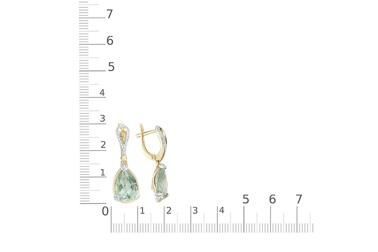 Серьги из жёлтого золота с 2 наноситалами и 64 фианитами