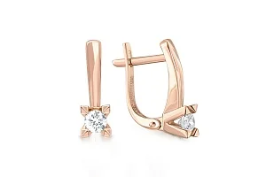 Серьги из красного золота с 2 фианитами