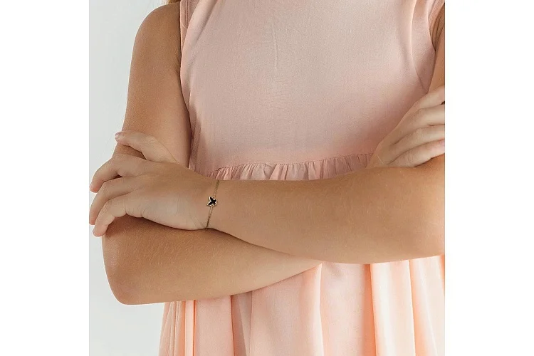 Браслет Бабочка из жёлтого золота с ониксом