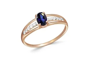Кольцо из красного золота с сапфиром и 10 бриллиантами