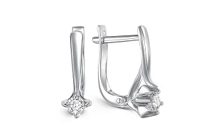 Серьги из белого золота с 2 бриллиантами