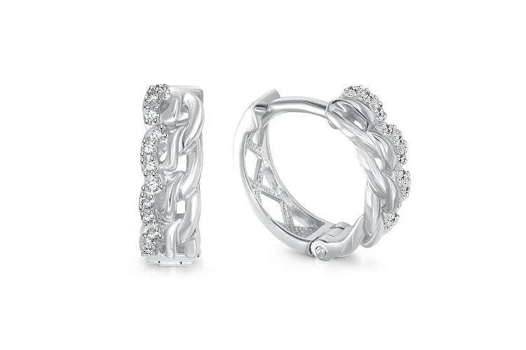 Серьги из белого золота с 24 фианитами
