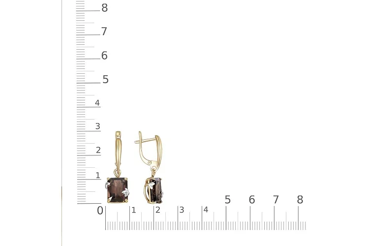 Серьги из жёлтого золота с 2 раухтопазами