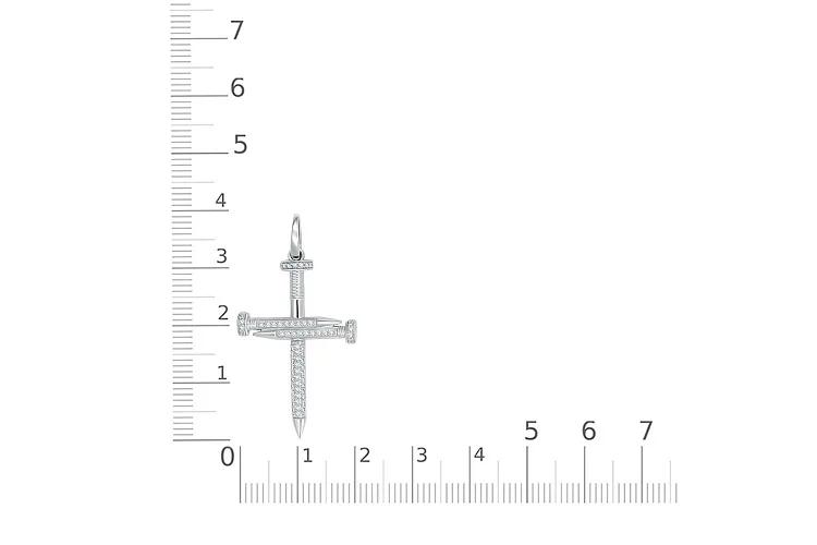 Подвеска Крест из белого золота с 71 фианитами