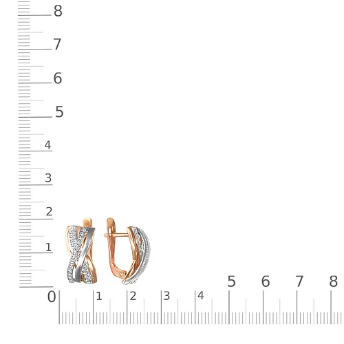 Серьги из красного золота с 62 фианитами