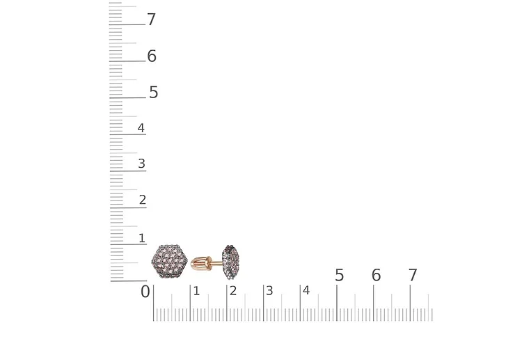 Серьги-пусеты из красного золота с 74 фианитами