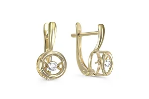 Серьги из жёлтого золота с 2 фианитами