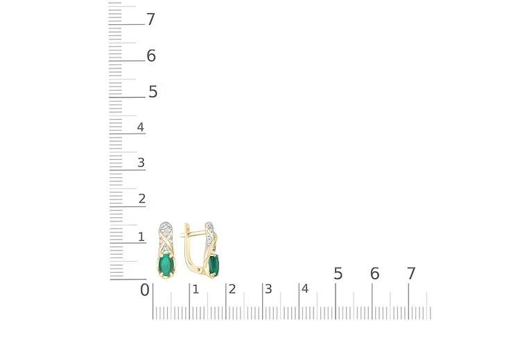 Серьги из жёлтого золота с 2 агатами и 14 фианитами